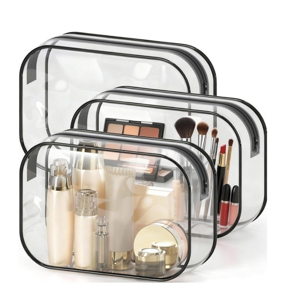 Clear Toiletry Bag for Men & Women - TSA Approved 3 Packs - 8.8" x 6.0" x 2.2"